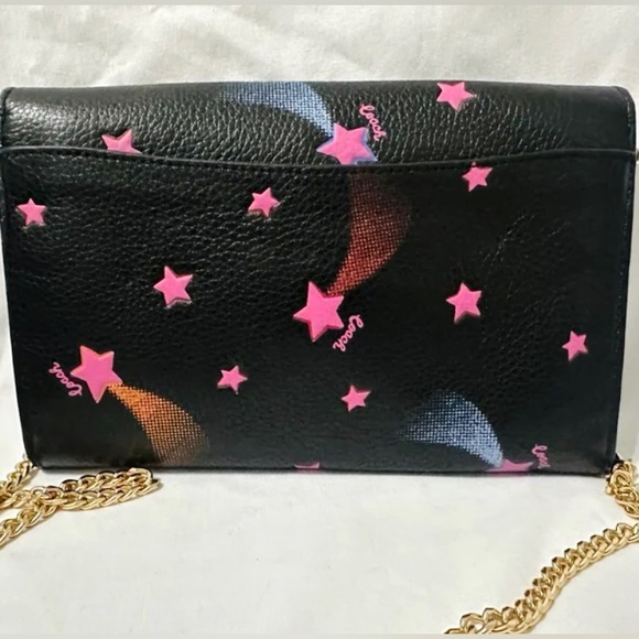 Coach Leather Crossbody Bag With Shooting Star Print, Black/Pink - Picture 4 of 6